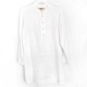 FLAX Long Sleeve Button Front Linen Tunic Top Size P / Small
